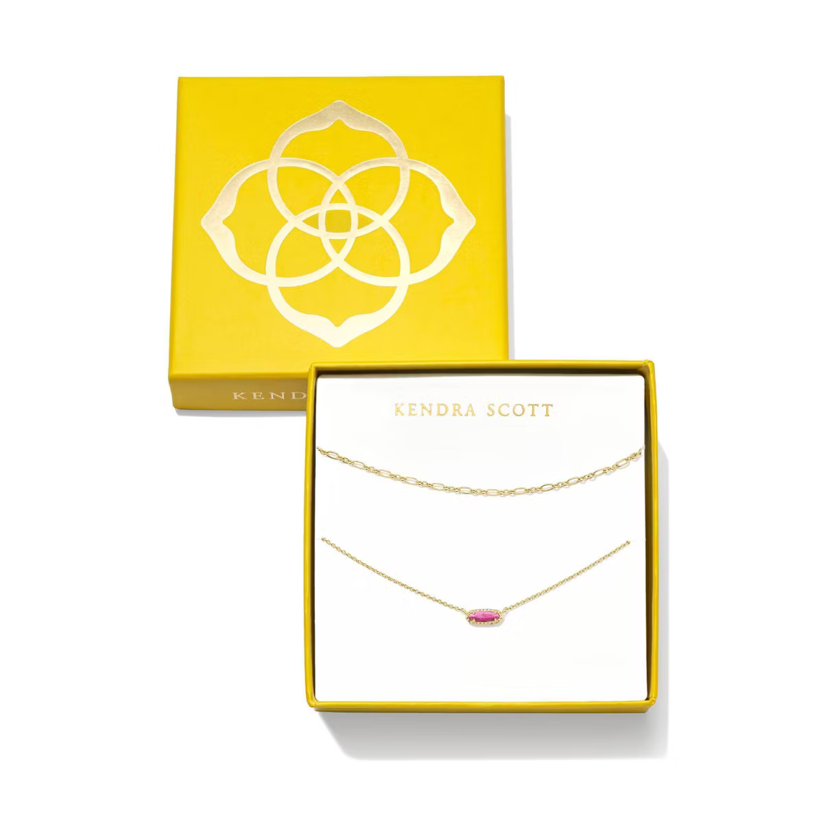 Kendra Scott Emma Gift Necklace Set 2pc - Raspberry Sorbet Variegated Magnesite: 14K Gold Over Br... | Target
