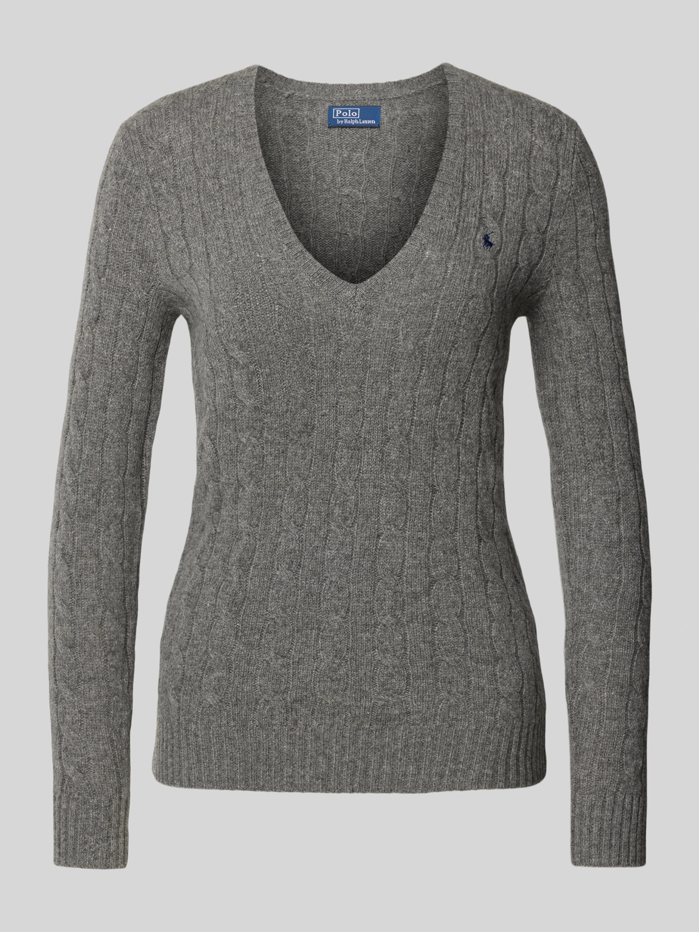 Strickpullover aus Wolle-Kaschmir-Mix mit Zopfmuster in mittelgrau | Peek & Cloppenburg* Düsseldorf DE