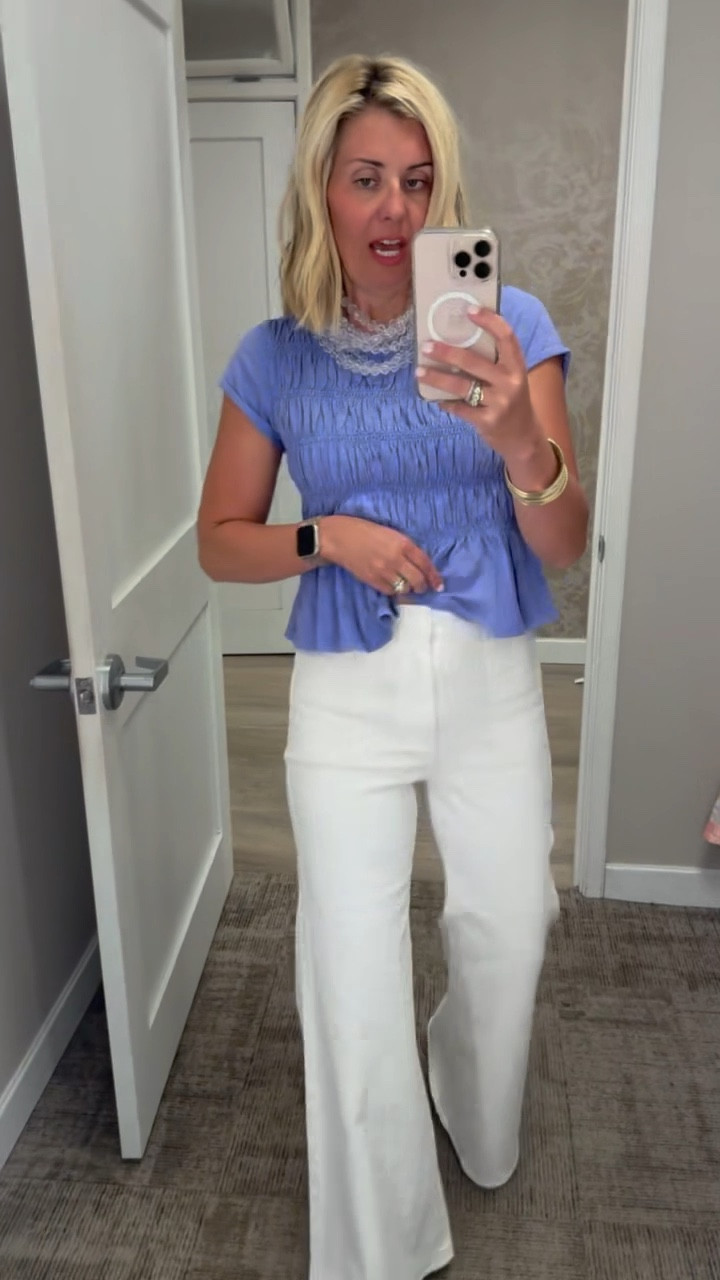 Look at these wide leg jeans! I love these so much…. They are definitely long so I will need to wear a heel or have them hemmed. I’m in xs in the top. 

#LTKmomlife #LTKdayinmylife #LTKOver40