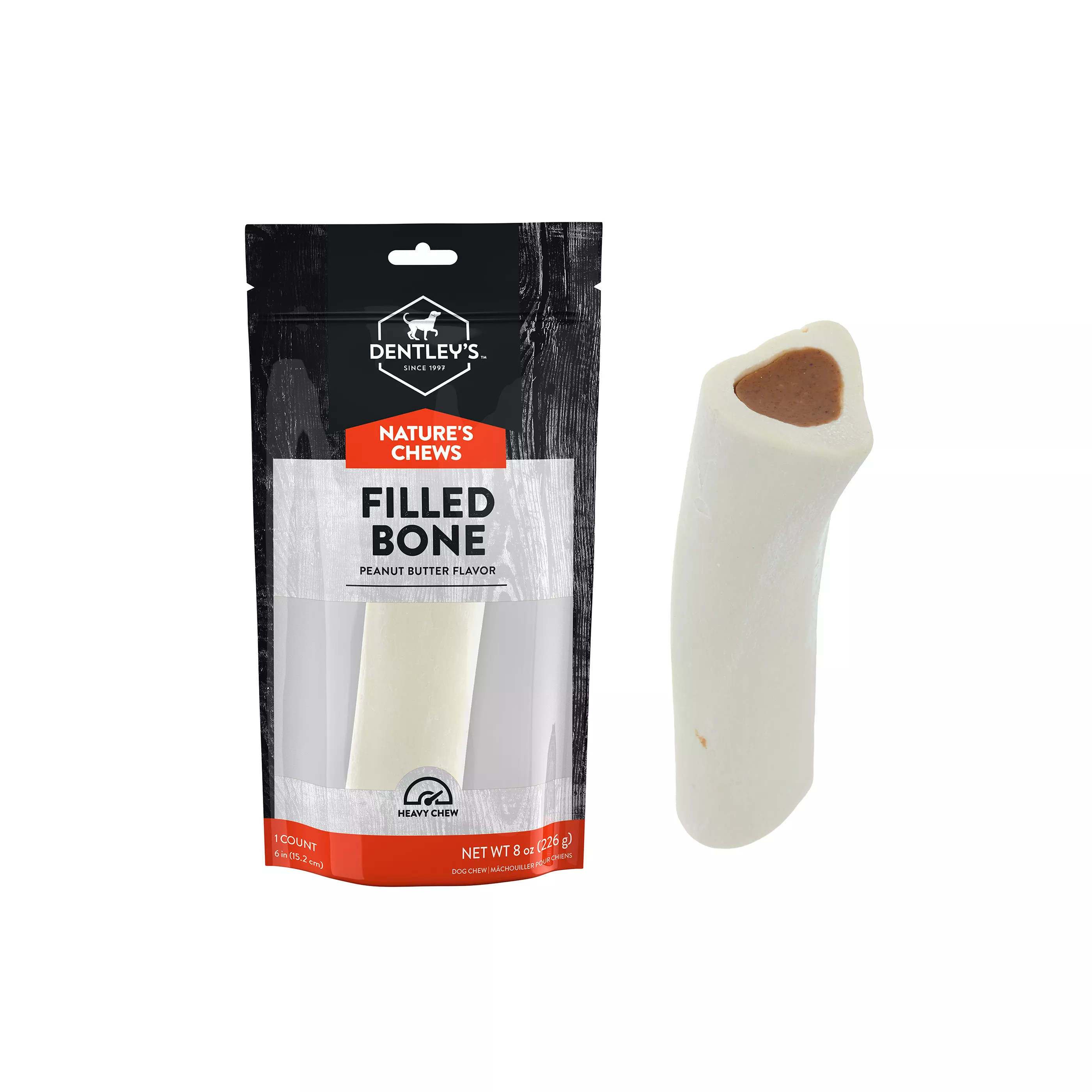 Dentley's® Medium Filled Femur Bone Dog Chew - Peanut Butter | PetSmart