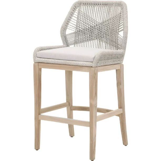Barstool with Wooden Legs and Woven Rope Back,Brown and Gray - Walmart.com | Walmart (US)