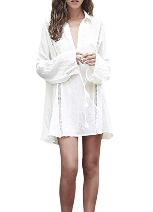 Women's Beachwear Bikini Swimwear Beach Club Sexy Lace Cover up Blouse Skirt Bathing Dress Suit (... | Amazon (US)