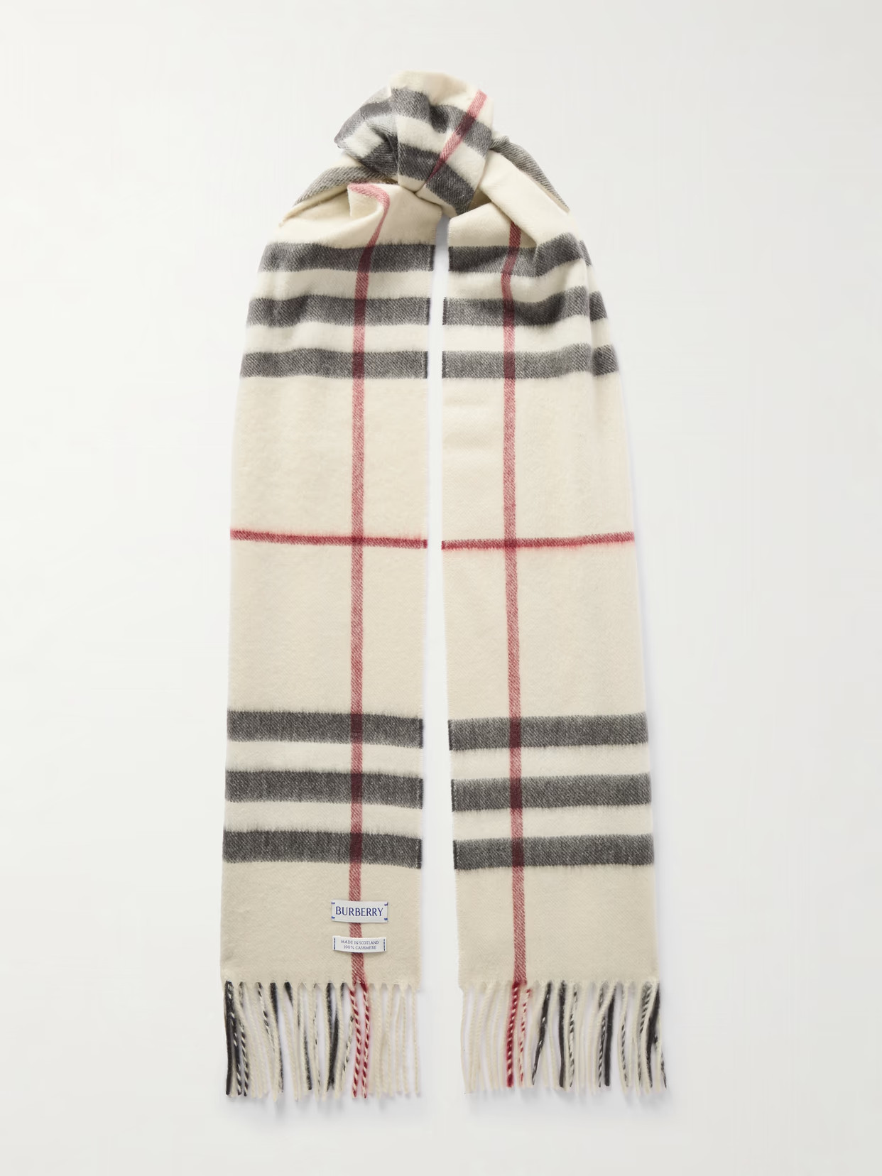 Burberry - Fringed Checked Cashmere Scarf - Beige | NET-A-PORTER (UK & EU)
