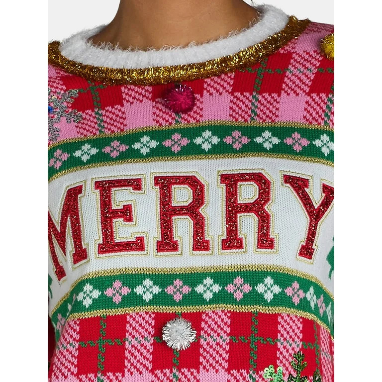 Holiday Time Embellished Sweater, Women’s, Sizes XS-3X - Walmart.com | Walmart (US)