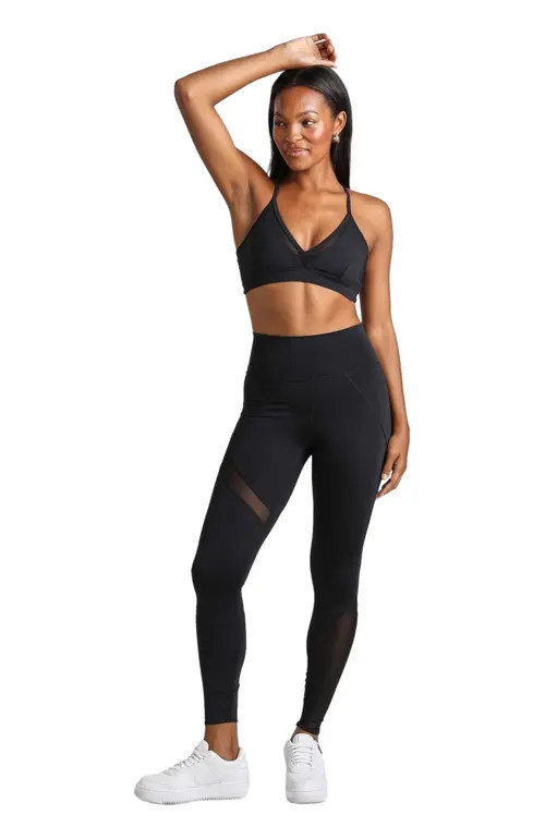 Losano Mesh Panel Legging in Black at Nordstrom, Size X-Large | Nordstrom