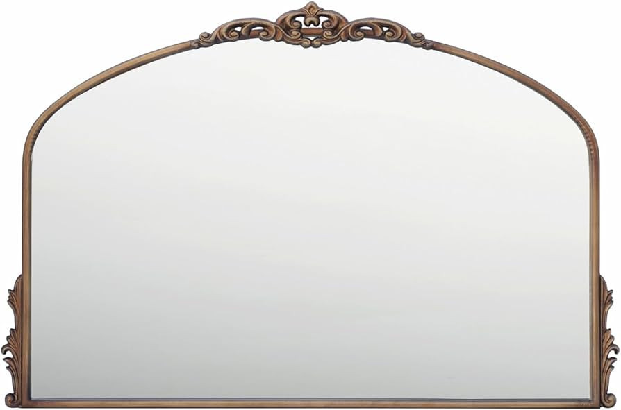 Distressed Antique Brass Wall Mirror Wide - 36x24 inch, Large Vintage Gold Fireplace Mantel Mirro... | Amazon (US)
