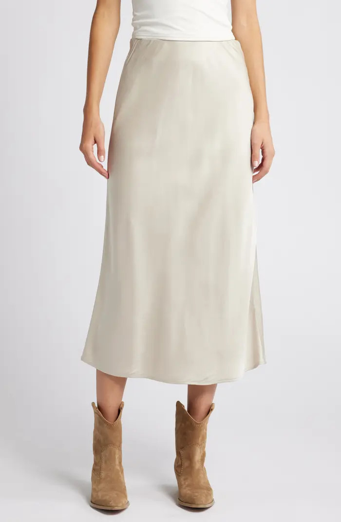Bias Cut Satin Midi Skirt | Nordstrom