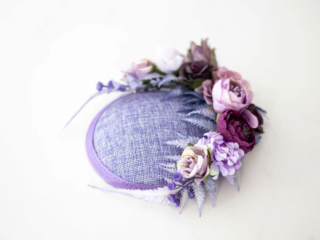 Lavender Fascinator Hats for Women Derby, Royal Ascot Hat, Wedding Guest Floral Headpiece, Tea Pa... | Etsy (US)