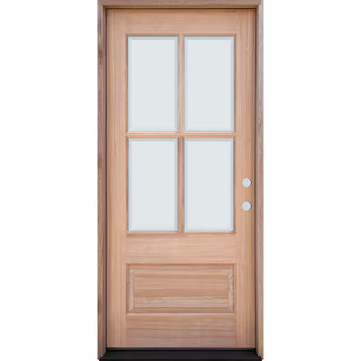 Greatview Doors Greatview Doors Mahogany Unfinished 4-Lite Single Door Pre-Hung 3-0x6-8 Left Hand... | Lowe's