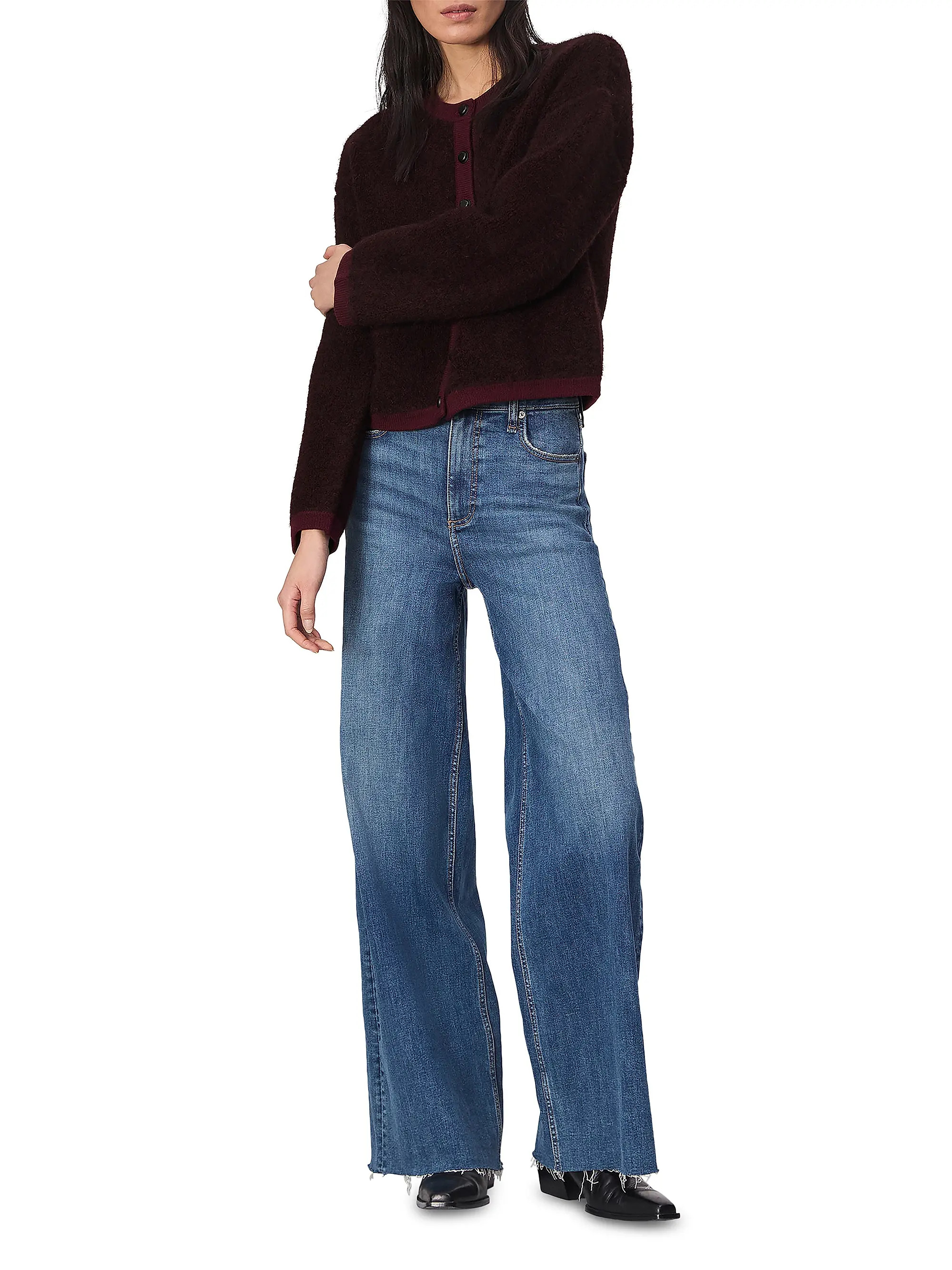 Kaia Boucle Crewneck Cardigan | Saks Fifth Avenue