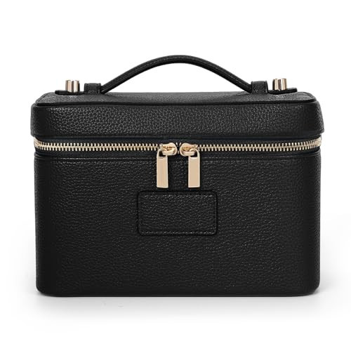 HiTotes Makeup Bag Vanity Case for Women Leather Cosmetic Bag Travel Toiletry Bags Portable Makeup Organizer Case | Amazon (US)