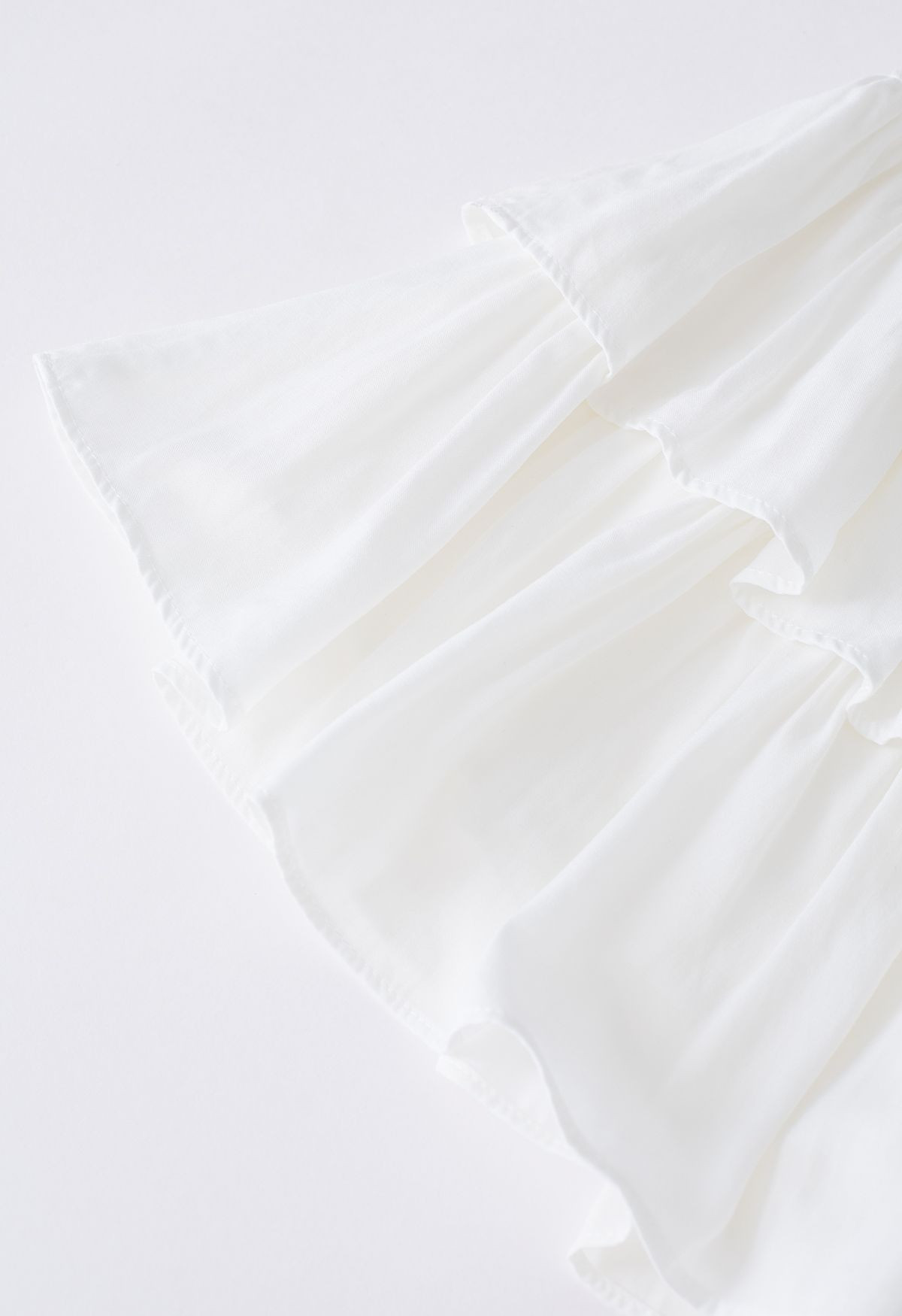 Tiered Ruffle Shirred Waist Mini Skirt in White | Chicwish