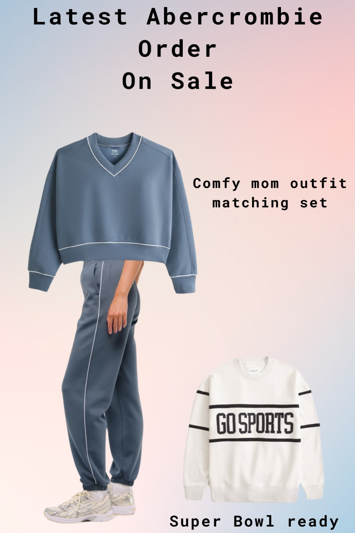 Abercrombie on sale, comfy mom outfit, matching set, winter casual, Super Bowl outfit 

#LTKActive #LTKWatchNow #LTKSaleAlert