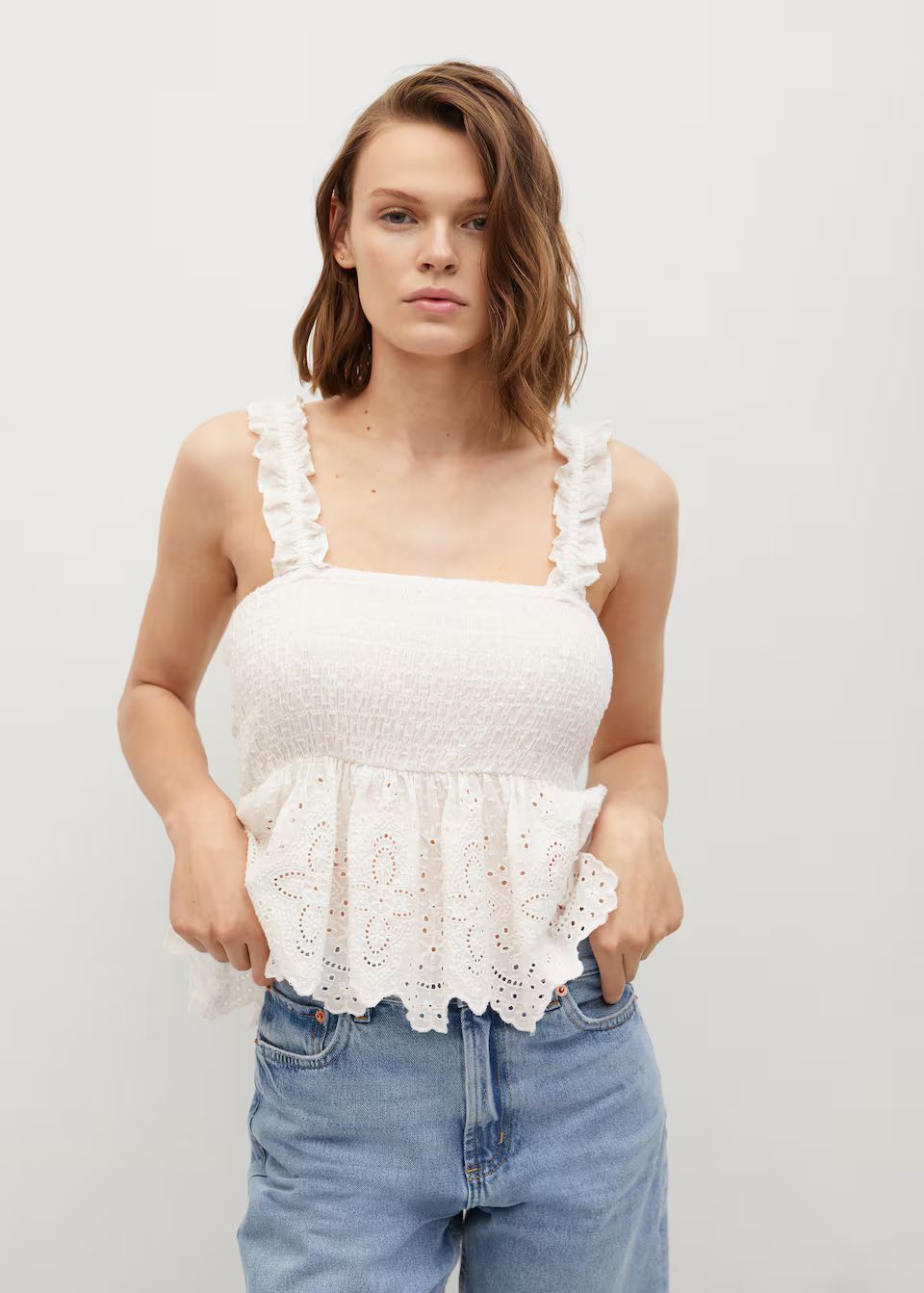 Broderie anglaise panel top | MANGO (US)