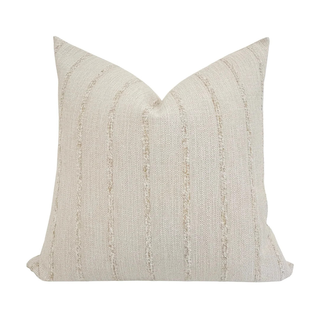 WILLOW || Cream Striped Woven Pillow Cover, Basketweave Texture, Designer Pillow, Neutral Pillow,... | Etsy (US)