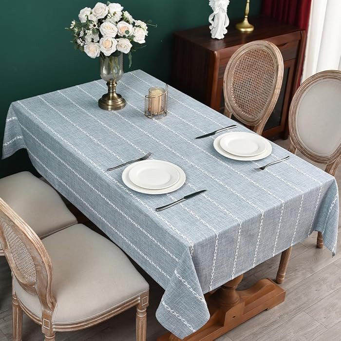 Zobesta Linen Table Cloth Blue Tablecloth Rectangle 120 x 53 Inch, Washable Cotton Farmhouse Soft... | Amazon (US)