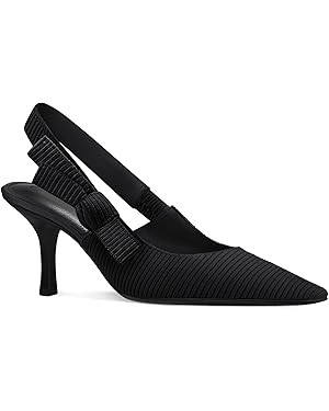 Coutgo Womens Slingback Kitten Heels Closed Pointed Toe Bowknot Knitted Slip On Work Pumps Dress ... | Amazon (US)