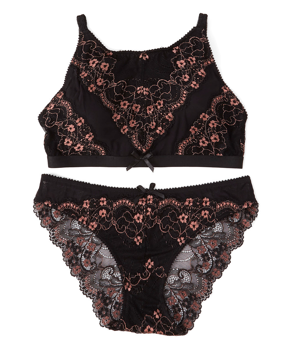 Sophie B Women's Bras Black - Black Lace Bralette & Bikini - Women | Zulily