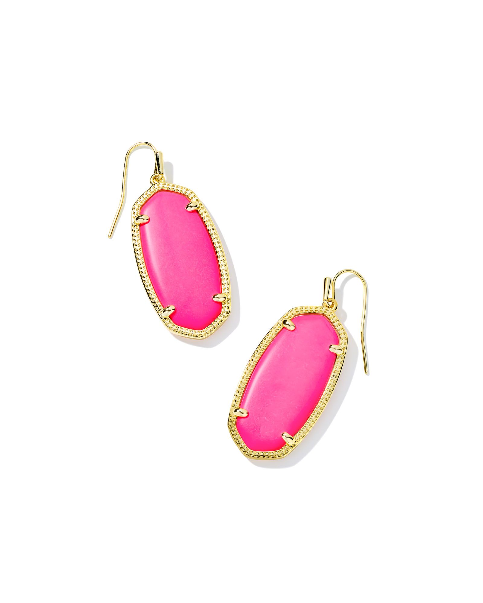 Elle Gold Drop Earrings in Neon Pink Magnesite | Kendra Scott