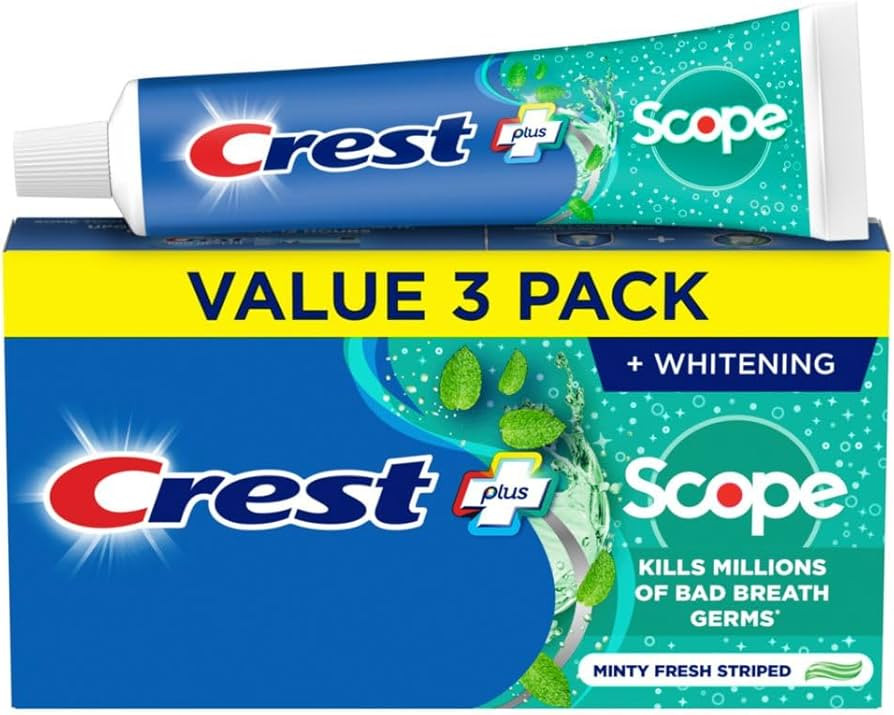 Crest + Scope Whitening Toothpaste - Pack of 3, 5.4 Oz Tubes - Anticavity Fluoride Toothpaste, Fr... | Amazon (US)