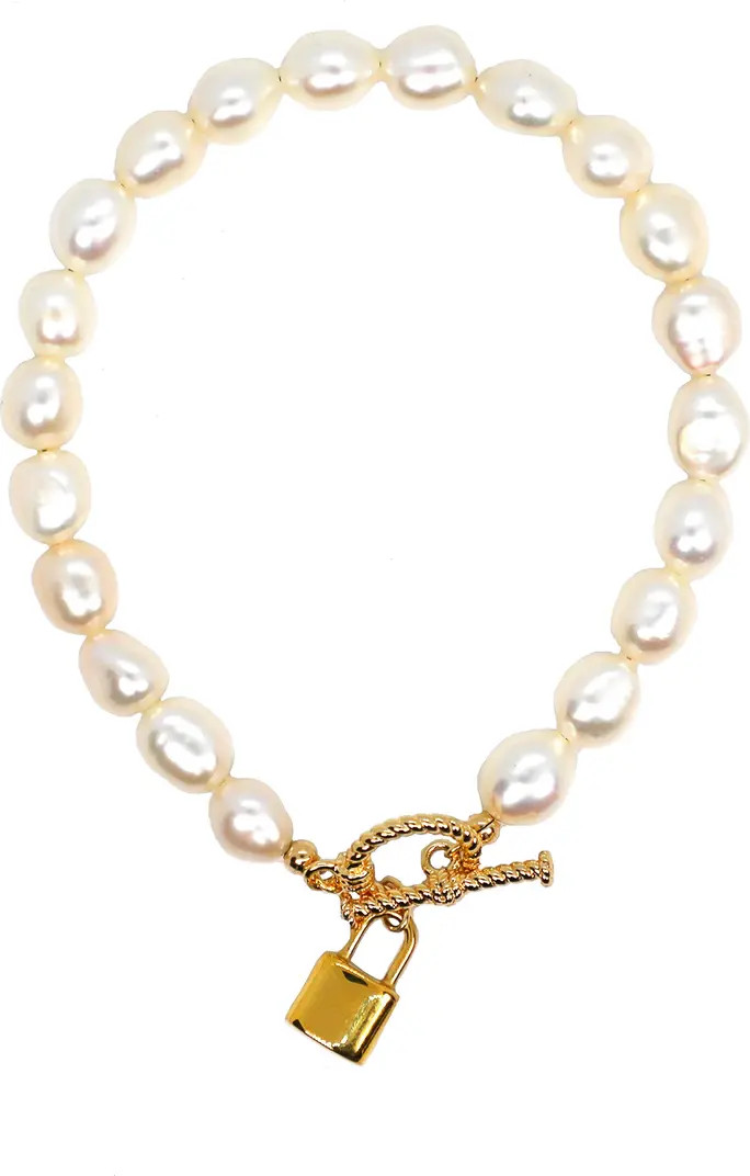 LA MENO Lock It Up Baroque Freshwater Pearl Bracelet | Nordstrom | Nordstrom