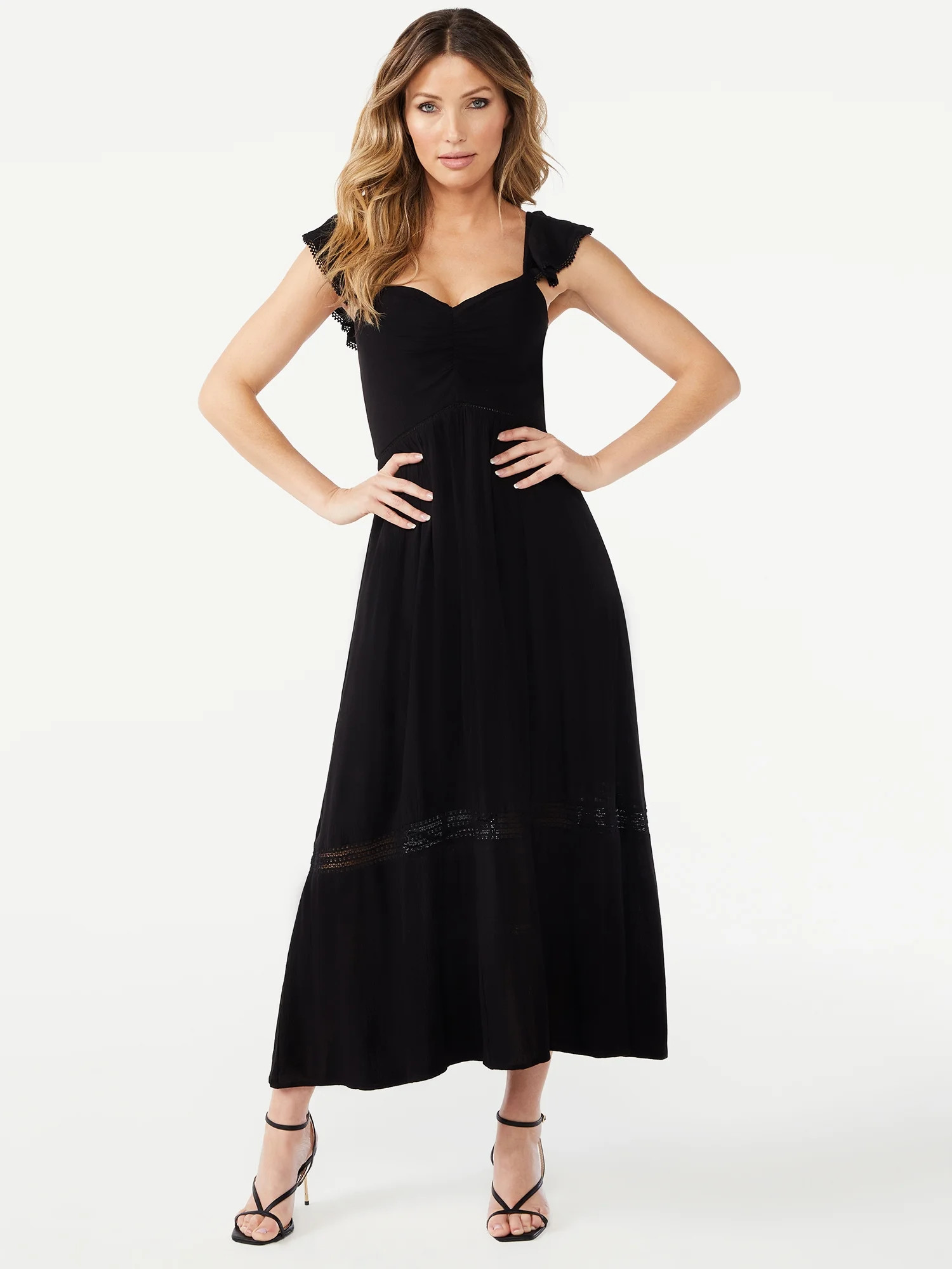 Sofia Jeans by Sofia Vergara Women's Tiered Maxi Dress with Back Tie Neck | Walmart (US)
