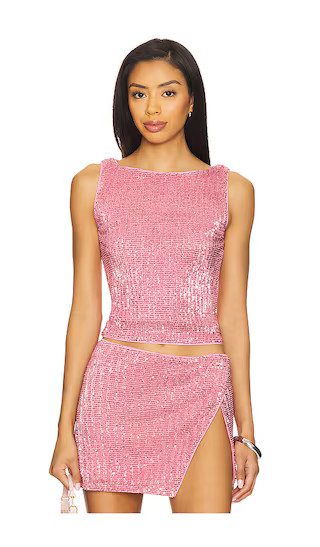 Selma Top in Light Pink Sequin | Revolve Clothing (Global)