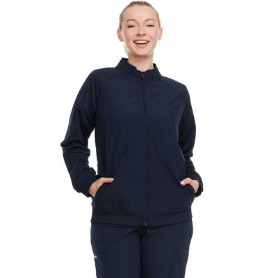 HEAL+WEAR Women’s Zip-Up Scrub Jacket – Clinical Workwear with Ribbed Trim | 4-Way Stretch | Nurse Beauty Salon Uniform-Navy-S | Target