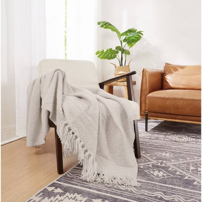 Brooklyn Loom 50"x70" Chunky Boucle Textured Microfiber Throw Blanket in Greige | Target