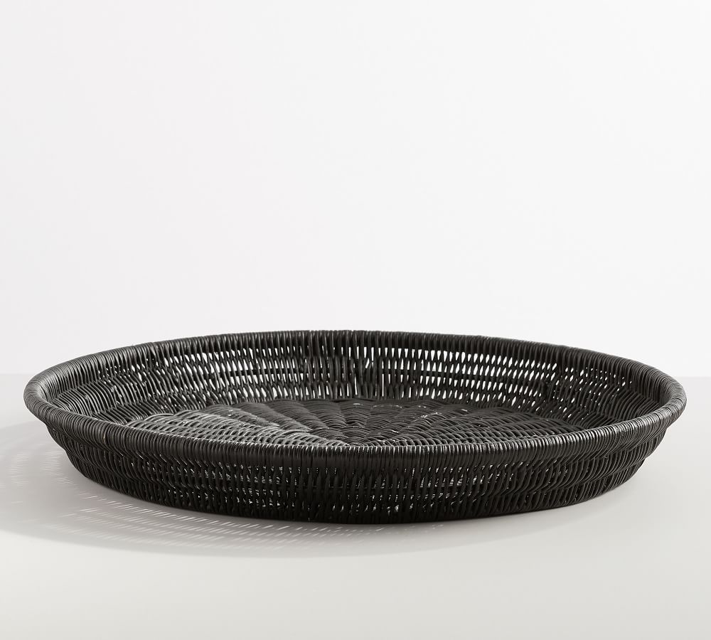 rattan woven tray, round, black | Pottery Barn (US)