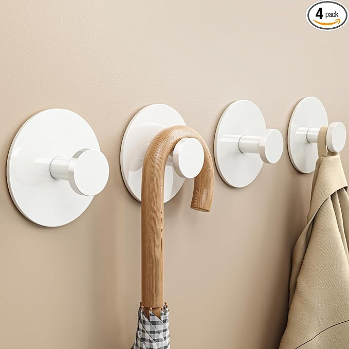 Adhesive Wall Hook for Coat and Towel: Extra Sticky 12 LB (Max), Stainless Coat Rack Door Holder ... | Amazon (US)