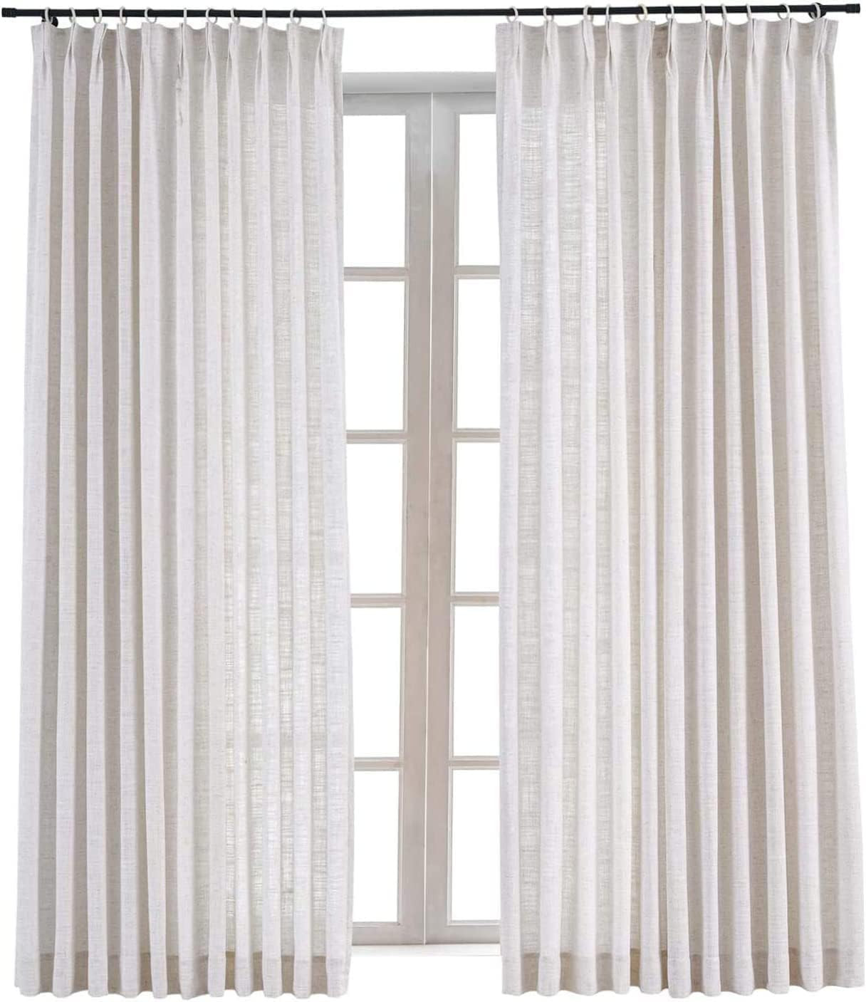 TWOPAGES 52 W x 96 L inch Pinch Pleat Darkening Drapes Faux Linen Curtains Drapery Panel for Livi... | Amazon (US)