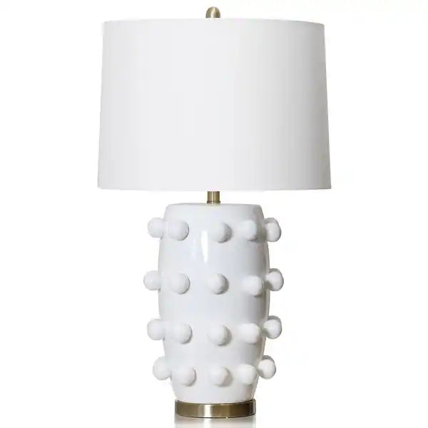 Marni Ceramic Table Lamp - White Finish, Brass Base - White Hardback Shade - Bed Bath & Beyond - ... | Bed Bath & Beyond