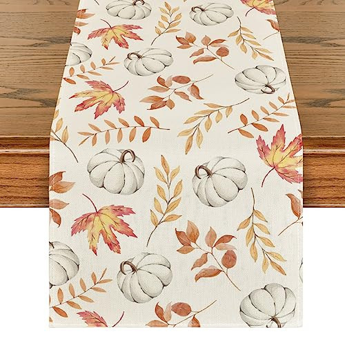 Artoid Mode Orange Pumpkins Maple Leaves Autumn Table Runner, Seasonal Fall Kitchen Dining Table Decoration for Home Party Decor 40x180 cm | Amazon (UK)