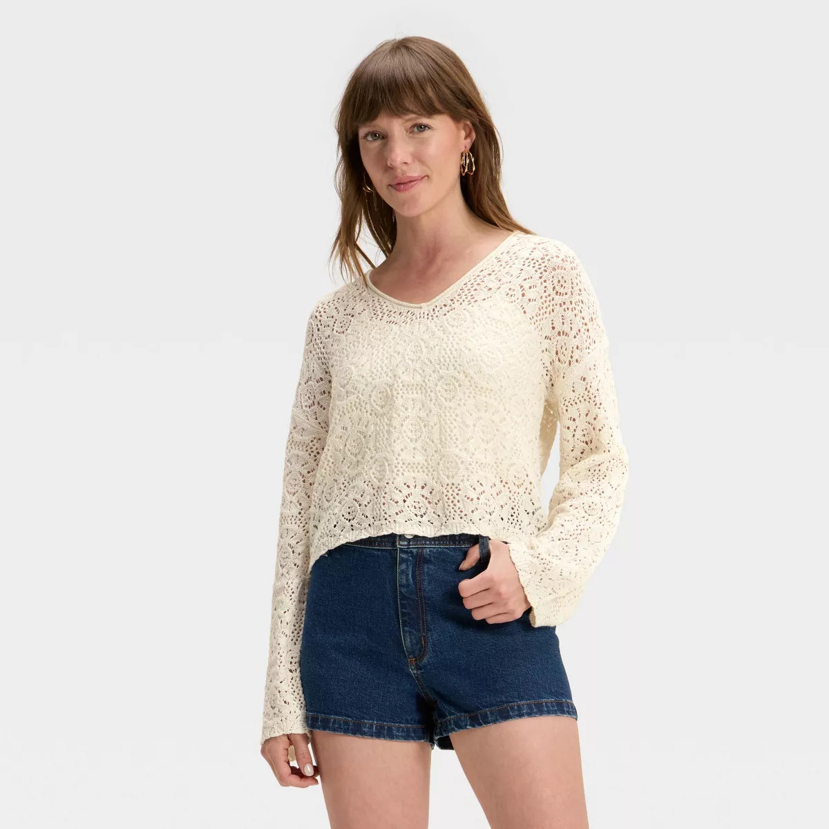 Women's Open Stitch V-Neck Pullover Sweater - Universal Thread™ | Target