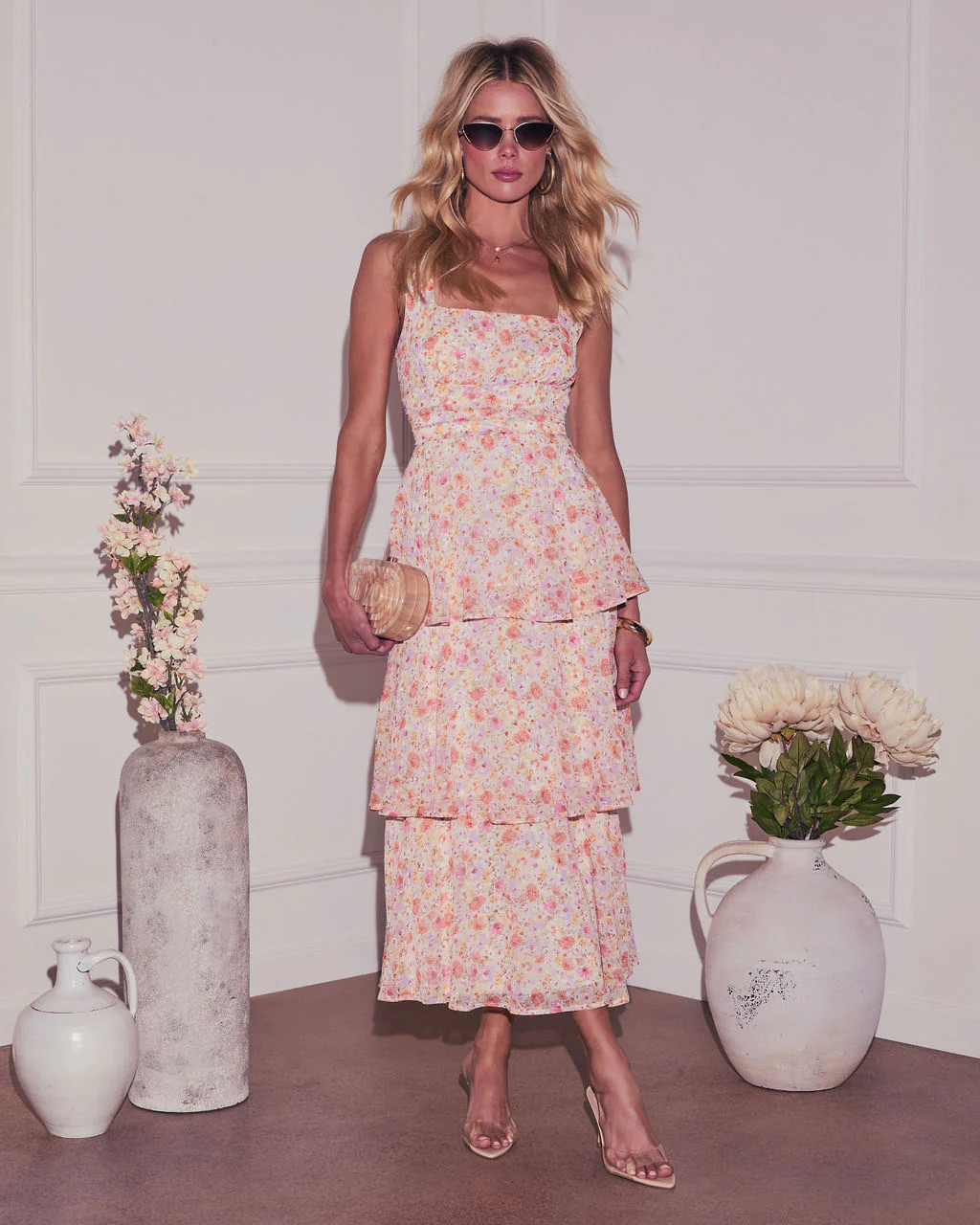 Rhea Tiered Floral Maxi Dress | VICI