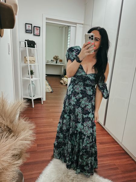 Free people sundrenched short sleeve maxi dress . Maxi dress. Floral gown. Spring dress. 

#LTKSpringSale #LTKover40 #LTKstyletip