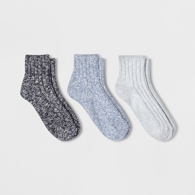 Women's Slub 3pk Ankle Socks - Universal Thread™ - Blue 4-10 | Target