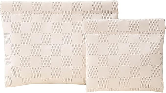 LYDZTION 2 Pieces Checkered Makeup Bag Set for Women, Portable Cosmetic Bag Travel Toiletry Bag O... | Amazon (US)