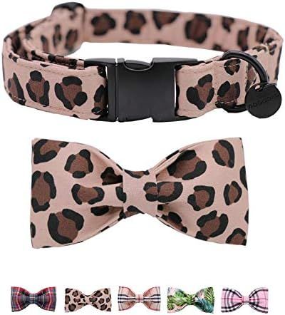 DOGWONG Cotton Dog Collar with Bowtie for Small Medium Large Dogs Plaid Pet Collar Comfortable Do... | Amazon (US)