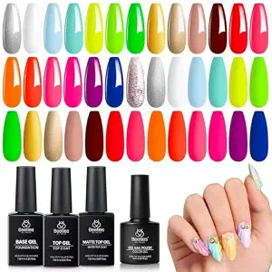 Beetles Neon Gel Nail Polish Set, 23 PCS 20 Color Summer Rainbow Gel Polish Kit with 3Pcs Base To... | Amazon (US)