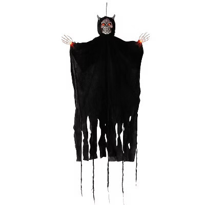5 Ft. Hanging Light-Up Evil Skeleton with Horns Halloween Decoration | Target