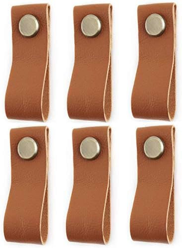 Alemon 6X Handmade Leather Cabinet Wardrobe Door Handle Pulls Knob (2022 Updated Version) | Amazon (US)