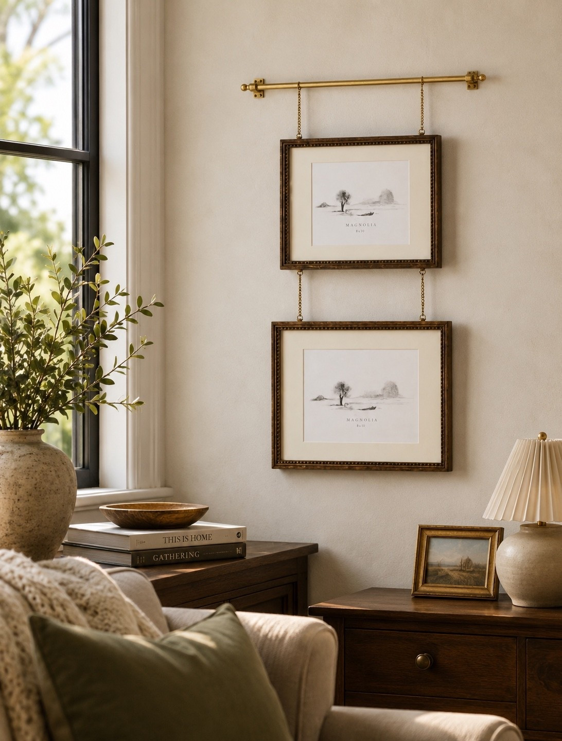 Magnolia brass rail hanging picture frames