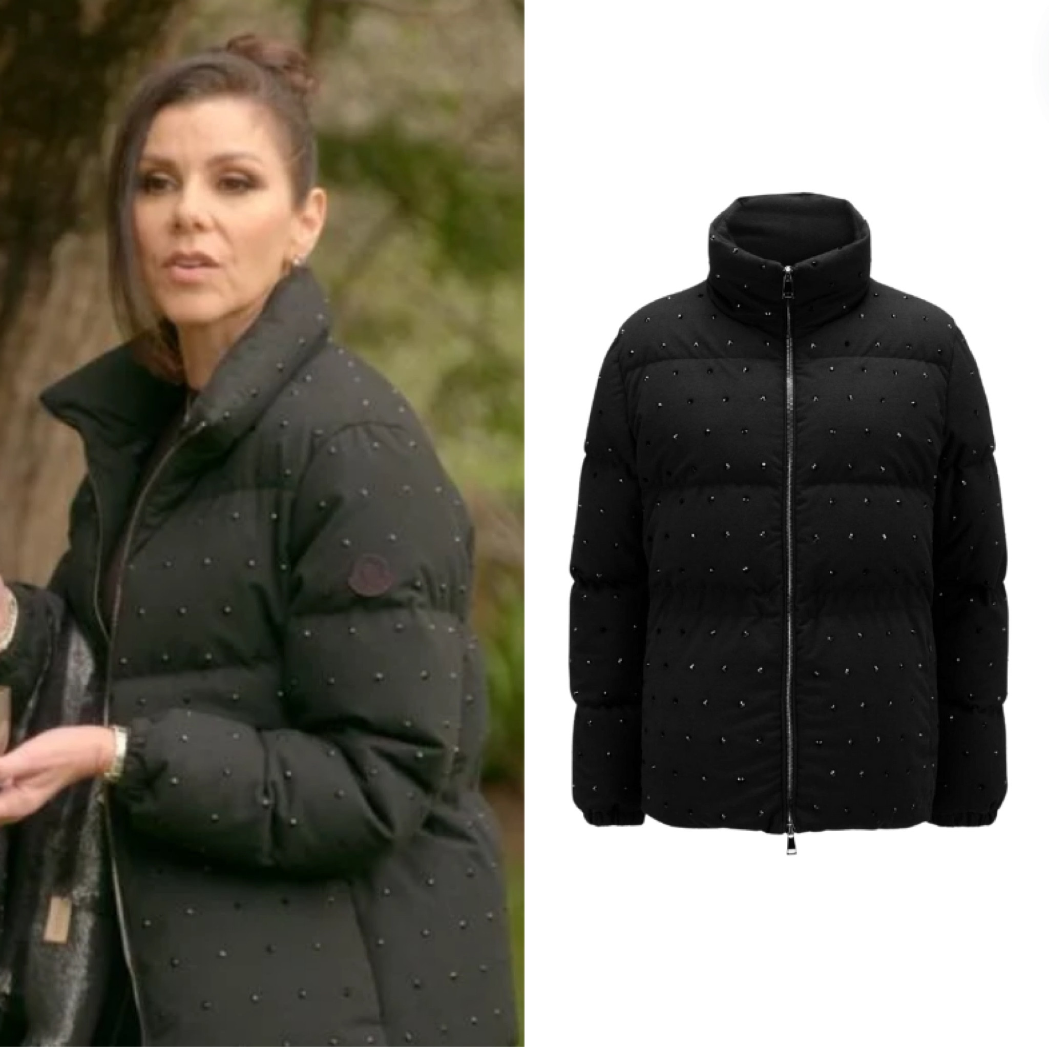 Heather Dubrow’s Black Studded Puffer Jacket 