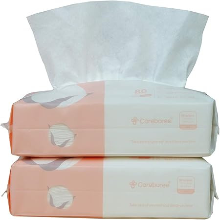 Careboree Extra Thick Dry Wipe, 100% Cotton, Lint-Free Cotton Tissues for Sensitive Skin (2 Pack) | Amazon (US)