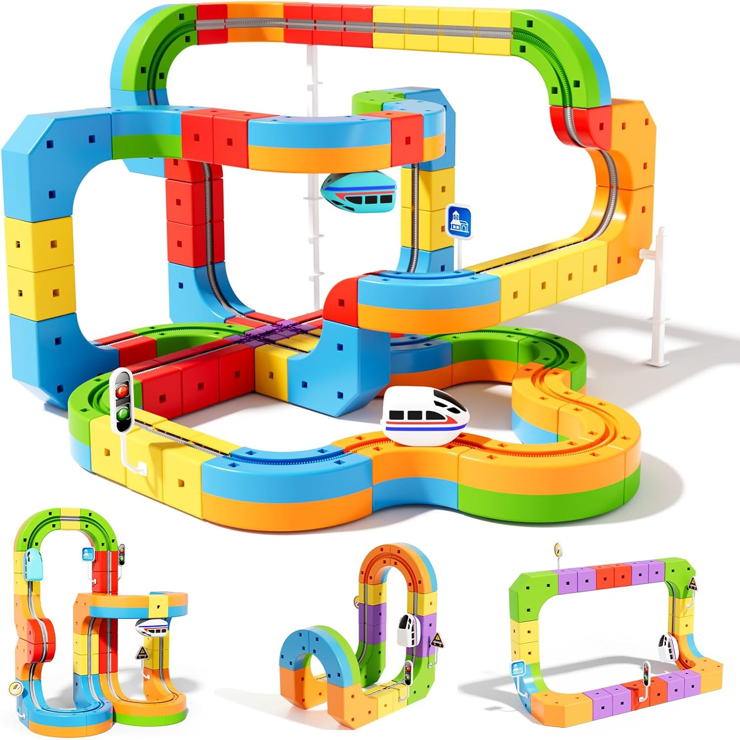 klick Rail Electric Train Set 3D Magic Flexible Race Track for Kids 3 4 5 6 7 8 Years Old, Race Car Track with Anti-Gravity, Educational STEM LearningToy for Boys Girls Birthday | Amazon (US)