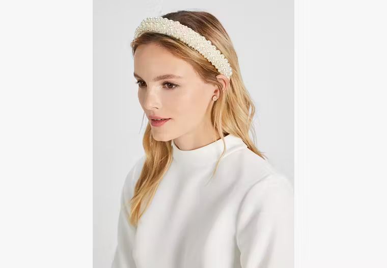 Bridal Pearl Embellished Satin Headband | Kate Spade (US)