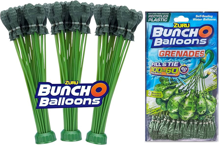 Bunch O Balloons 100 Grenade Rapid-Filling Self-Sealing Water Balloons by ZURU, (Model: 56112Q) | Amazon (US)