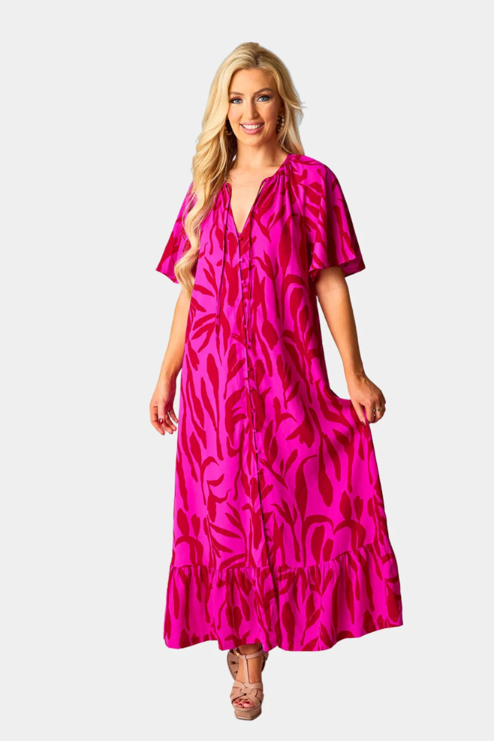 BuddyLove | Tullah Caftan Maxi Dress | Berry Gloss | BuddyLove